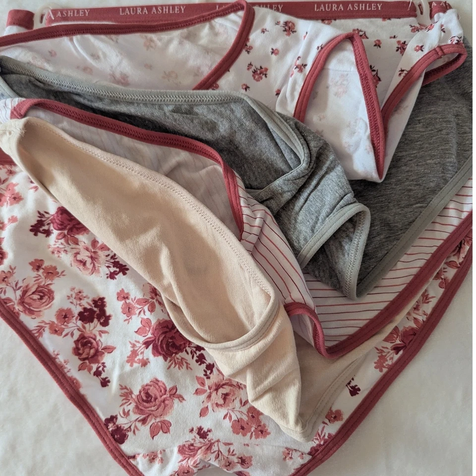 Paquete de 5 bragas Laura Ashley de algodón spandex sin etiquetas para mujer S floral rosa gris Foto 3 de 4
