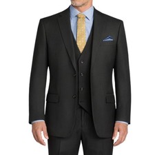 VINCI Men's Black 3 Piece 2 Button Classic Fit Suit w/ Flex Waist - NEW
