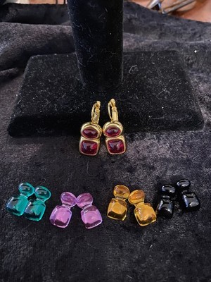 Joan Rivers Goldtone Oval/square 5 Color Interchangeable Dangle Earrings