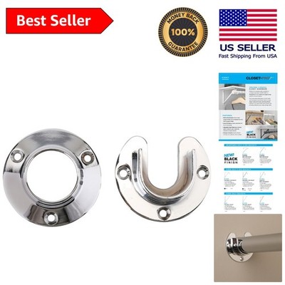 Durable Chrome Closet Pole Sockets for Poles 1-1/4'' to 1-5/16'' in Diameter
