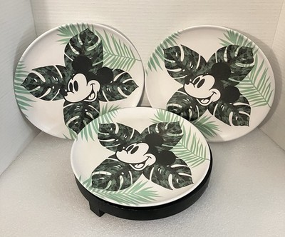 Disney HELLO SUMMER TROPICAL Mickey Mouse Set of 3 - 10  Plates Used