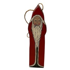 Folk Art Primitive Santa Claus Vintage Handpainted Wooden Christmas Figure