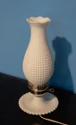Vintage Hobnail White Milk Glass Hurricane Ruffled Lamp Living Room Table Decor