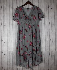 Torrid Dress Women's Size 0 Floral Striped Wrap Knee Length Flutter Sleeves