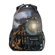 Kid Vintage Locomotive Train School Backpack for Kids Boys,Retro Train Backpa...