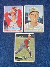 1957 Topps Baseball Lot of (3), Cincinnati Reds; Card 296,358,370 Lower Grade