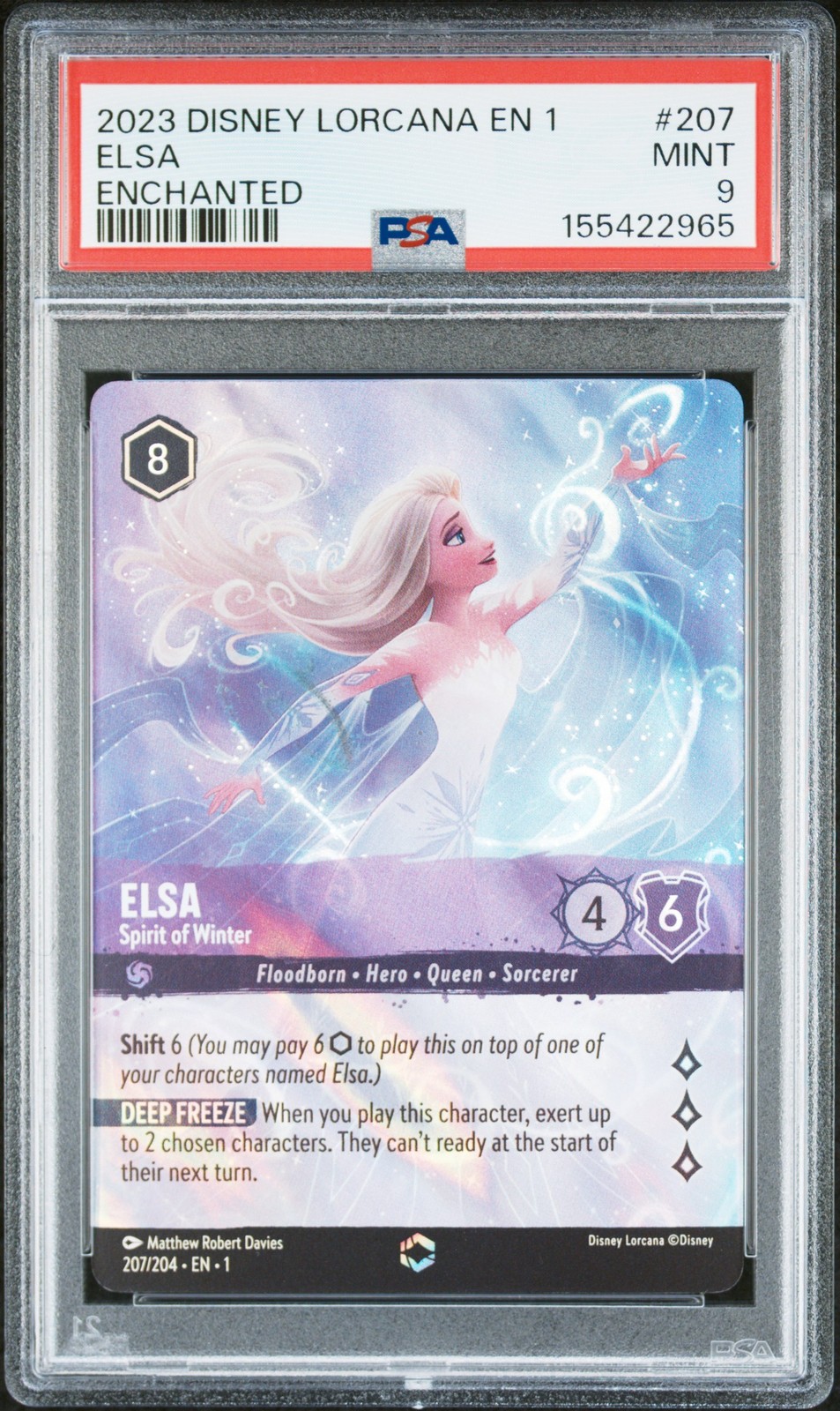 2023 DISNEY LORCANA EN 1-THE FIRST CHAPTER #207 ELSA - SPIRIT OF WINTER PSA 9