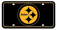 Pittsburgh Steelers Metal Auto Tag License Plate, Black and Gold Design, 6x12...