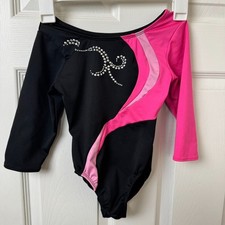 Freestyle by Danskin Girls Dance Leotard 6/6X Small Long Sleeve Rhinestones