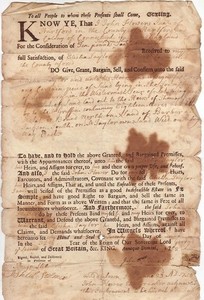 1758 antique COLONIAL land deed JOHN FLOWERS ELISHA TAYLOR hartford simsbury ct