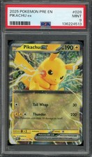 Pokemon TCG Prismatic Evolutions #028 Pikachu ex PSA 9 MINT