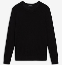 Express Sweater Mens Small Black Merino Wool Blend Crewneck Pullover 88MSRP NWT
