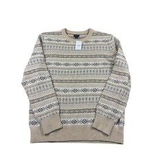J.Crew Brown Wool Blend Fair Isle Crewneck Mens Sweater Size M NWT