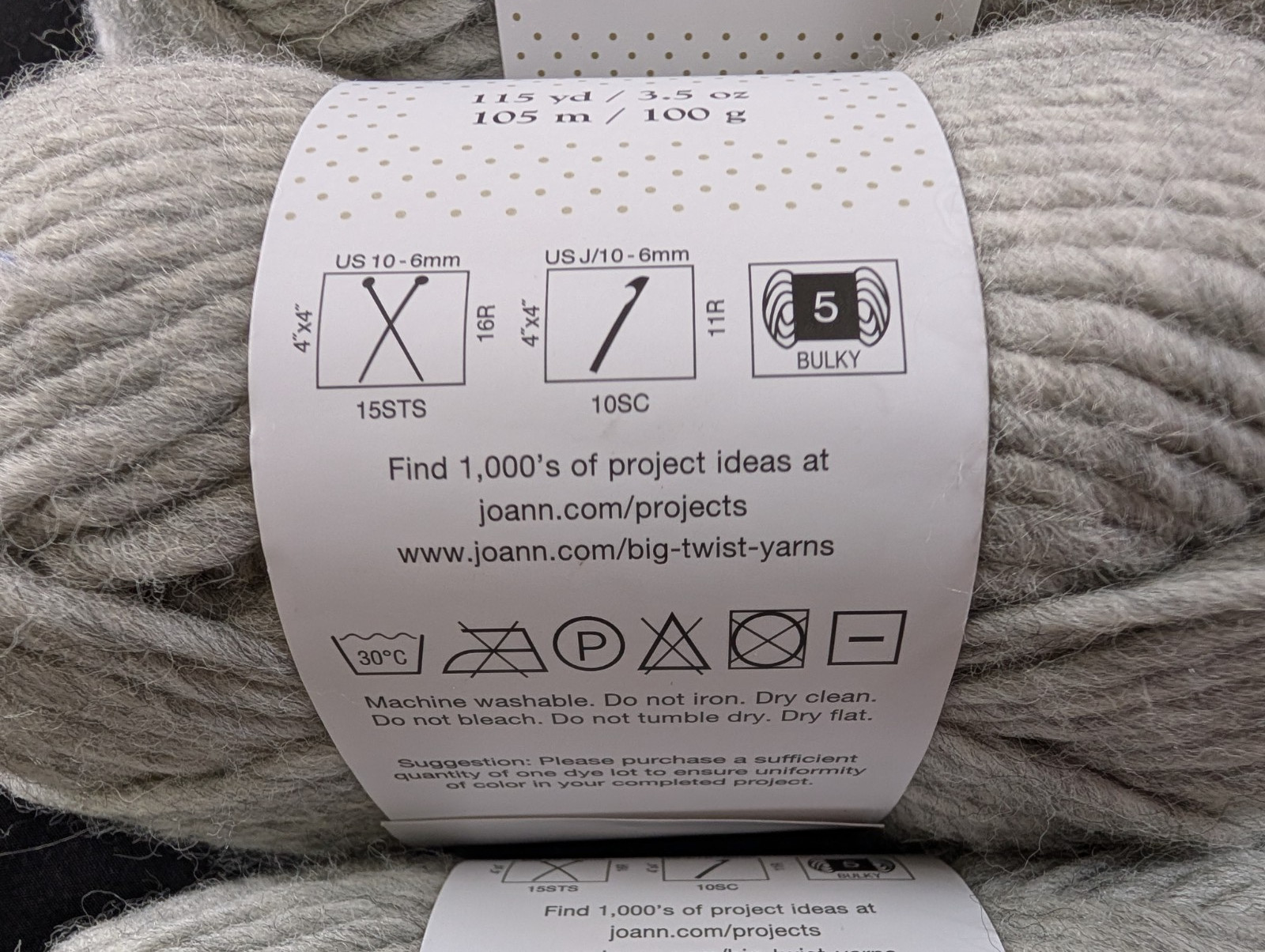 Buttercream Luxe Craft Roving Yarn - Light Grey - 100% Wool - 3 skeins