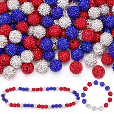 90pcs 10mm Rhinestone Beads for Jewelry 90 pcs, Mixed-Red White Dark Blue