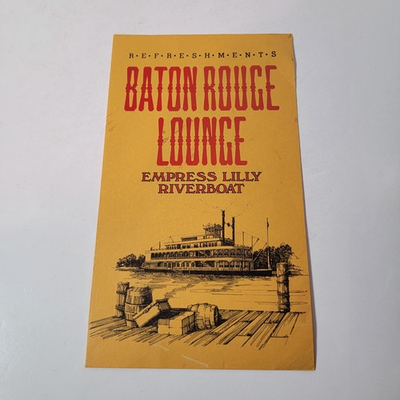 #ad Vintage Rare HTF Baton Rouge Lounge Empress Lilly Riverboat Refreshments Menu PA $47.50