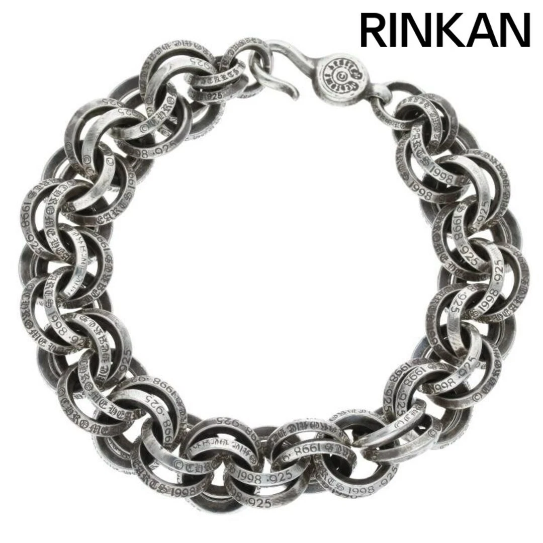 CHROME HEARTS Bracciale Uomo Argento Cuori Cromati 2 DOPPIA B RING Usato77b8f8dfb5fdb04589