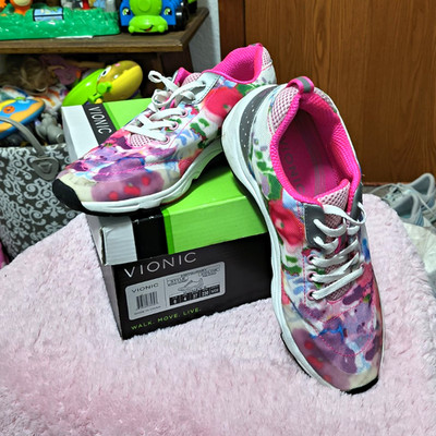 Vionic Women s Multicolor Floral Canvas Lace-Up Low Top Athletic Sneakers