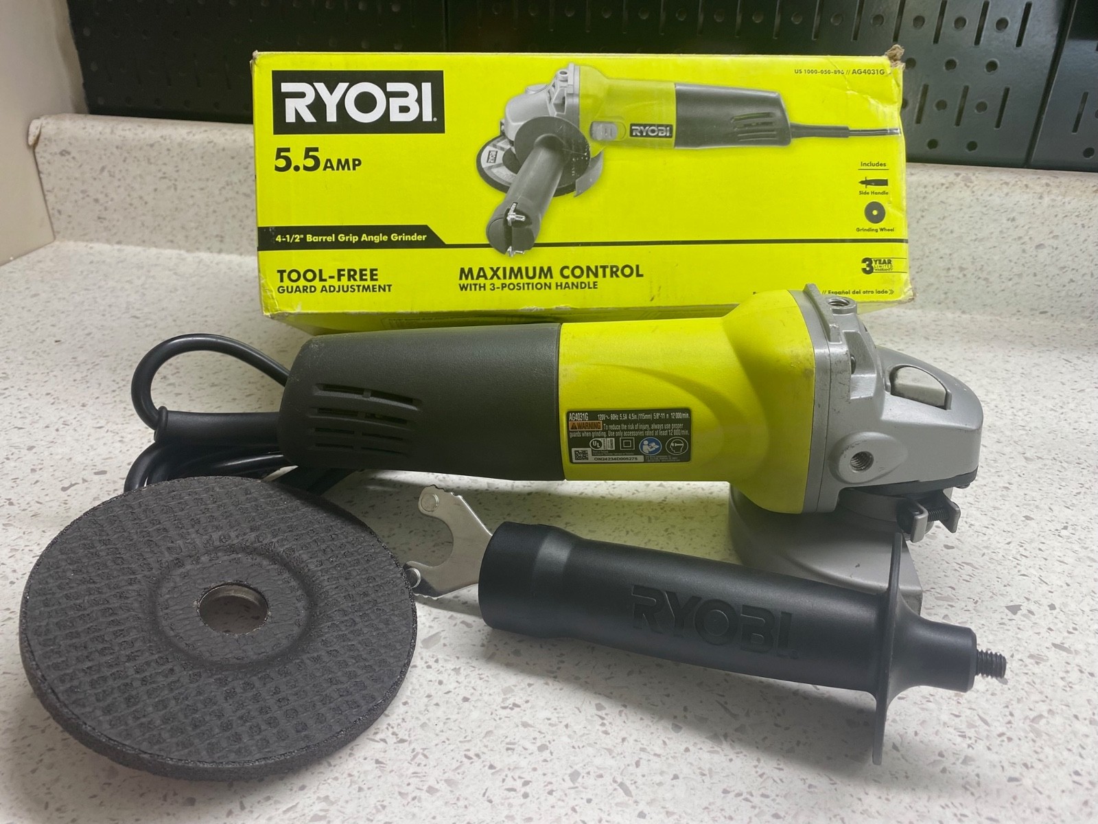 Ryobi AG4031G 4-1/2&rdquo; Angle Grinder 120V 5.5A &ndash; Tested, Working
