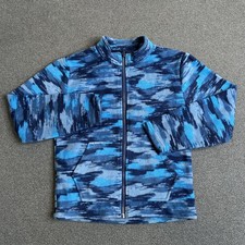 Eddie Bauer Jacket Kids Small 7/8 Blue Camo Fleece Full Zip Fall Soft Warm