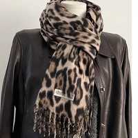 Leopard Winter Warm Scarf Windproof Lady Scarves Wraps  for Women Man