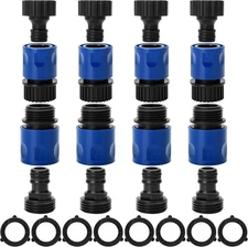 Bates- Garden Hose Quick Connectors, 4 Set, 3/4 Inch, Male and Female, Plastic H