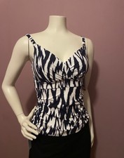 Anne Cole Women's Tankini Top Navy White Size XS