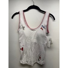 Abercrombie Fitch Tank Top Womens S White Bra-Free Collection Embroidered