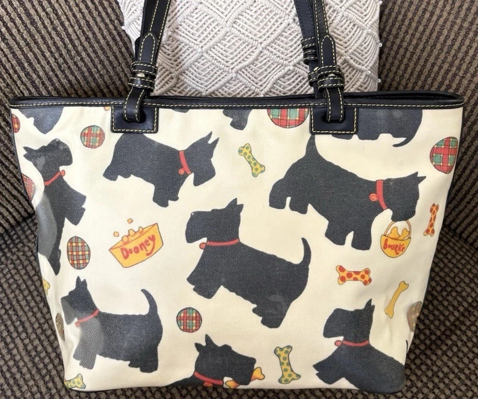Bolsa Tote Dooney Bourke Branca Preta Scottie Dog Novidade Grande Y2K Vintage Retrô - Imagem 2 de 4