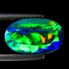 2.45Ct TOP LUSTER ! RAINBOW MULTI FLASHY 3D FLORAL HARLEQUIN FACET BLACK OPAL