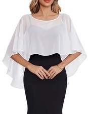 Women Sheer Chiffon Cape Shawl Wrap for Wedding Dress Cover Ups