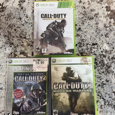 Call Of Duty Game Lot Of 3 Xbox 360 Advanced Warfare, Modern Warfare, COD 2