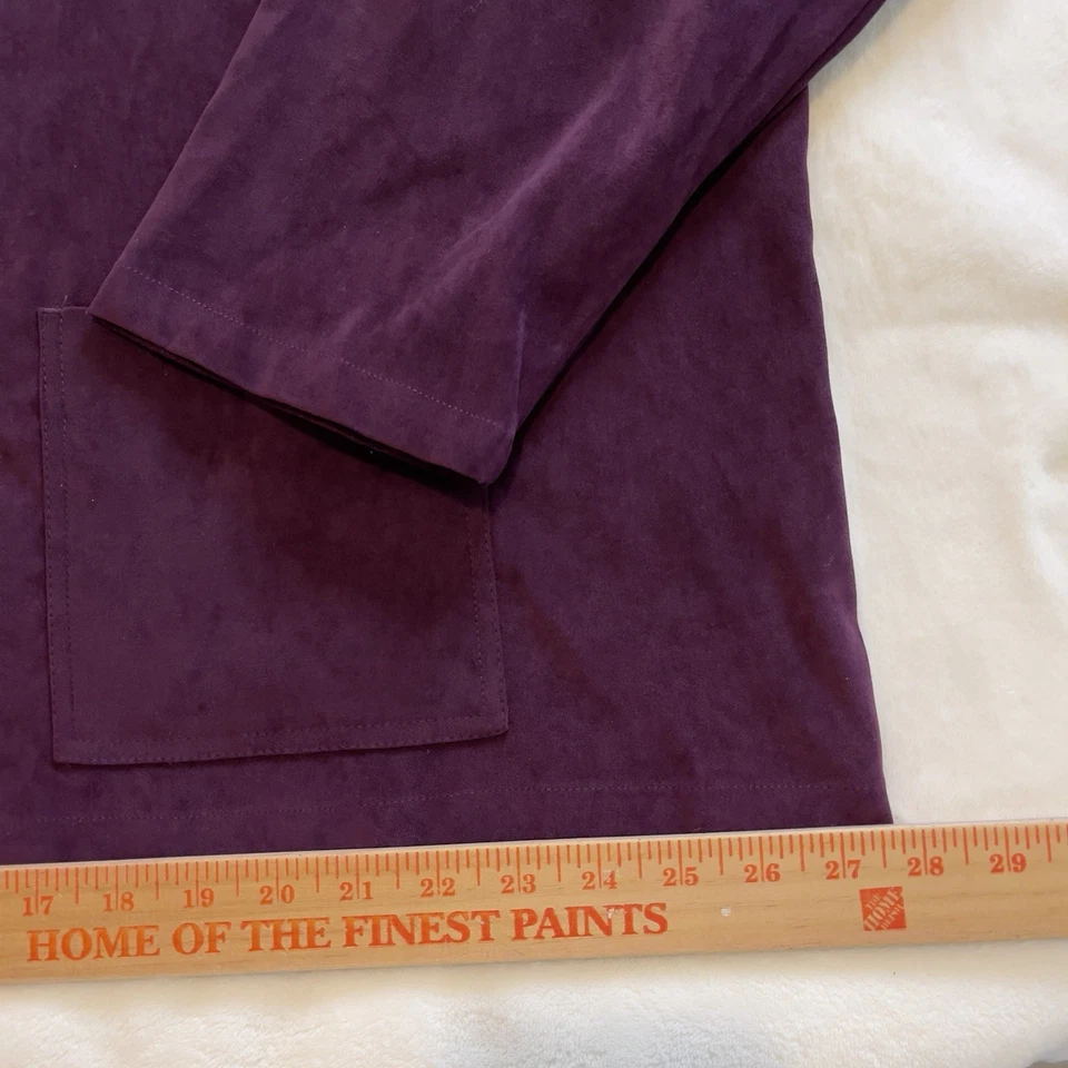 De Colección Erika II Studio Mujer 2X Chamarra Ciruela Imitación Gamuza Abotonada Manga Larga Foto 3 de 4