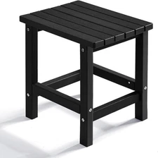 PASAMIC Adirondack Square Side Table, HDPE Outdoor Tables, Weather Black 