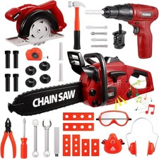 Kids Tool Set 36 PCS with Toy Chainsaw Electronic Toy Drill with Sound and Li...