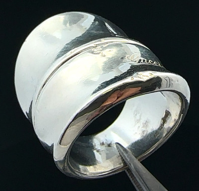 925 Silber Gucci Bambus breiter Bandring Größe 6 18,2 g