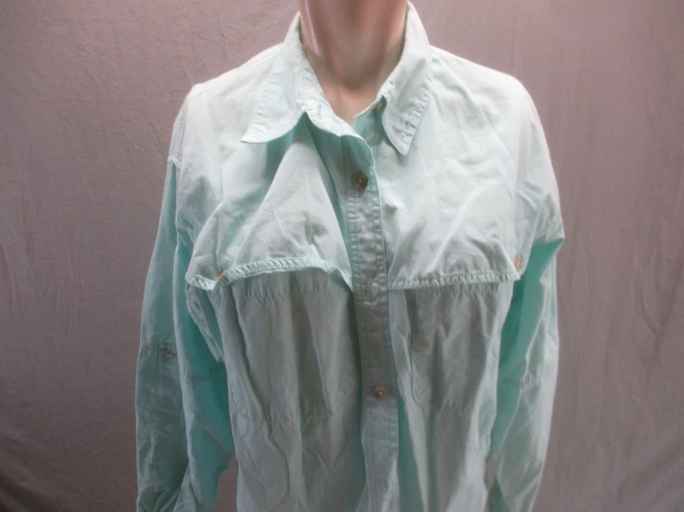 Camisa de exterior Columbia talla M verde 100 % algodón manga larga abotonada 509 Foto 2 de 4