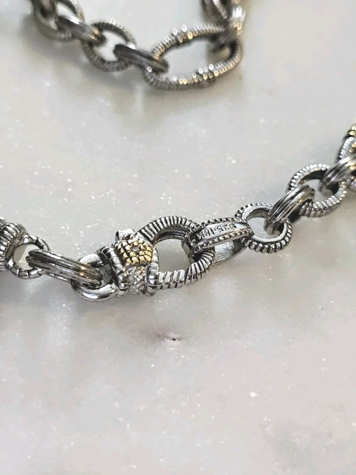 Collar de cadena Judith Ripka de oro de 18 quilates y diamantes de ley con dije en corazón Foto 4 de 4