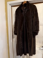 WOMEN'S VINTAGE LERNER'S FUR LONG MINK FUR COAT WITH HAT BROWN READ DESCRIPTION