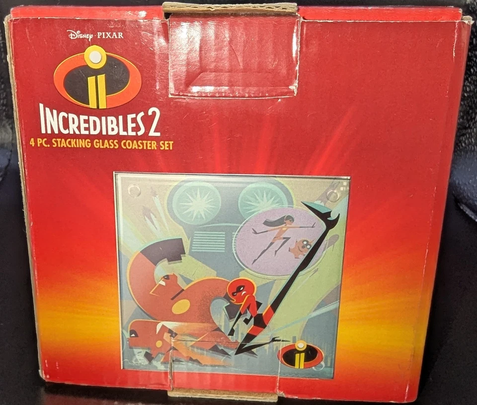 NEW Incredibles 2 4-Piece Stacking Glass Coaster Set (Disney Pixar) Vandor LLC - Image 2 of 3