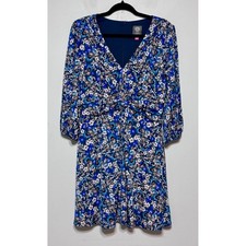 Vince Camuto Cottagecore Floral Twist-Front Dress Sz 12 Quiet Luxury Romantic