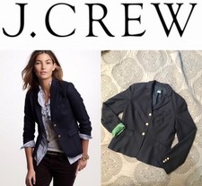 J Crew 3 Button Navy Wool Blazer, Sz 6