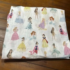 Pottery Barn Kids Flat Sheet Disney Princesses Twin Size Altered Length Cotton