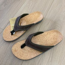 NEW Spenco Yumi Kholo Mens Orthotic Flip Flop Sandals Brown Leather Cork Size 8