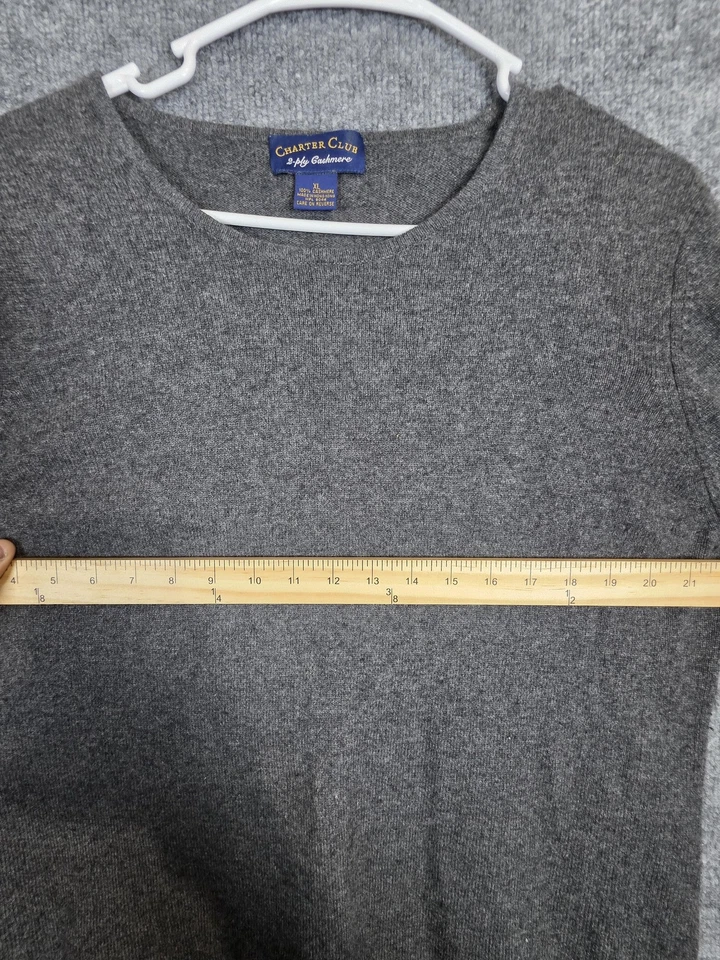 Suéter Charter Club para mujer XL gris 2 capas suéter de cachemir suave tejido clásico Foto 4 de 4