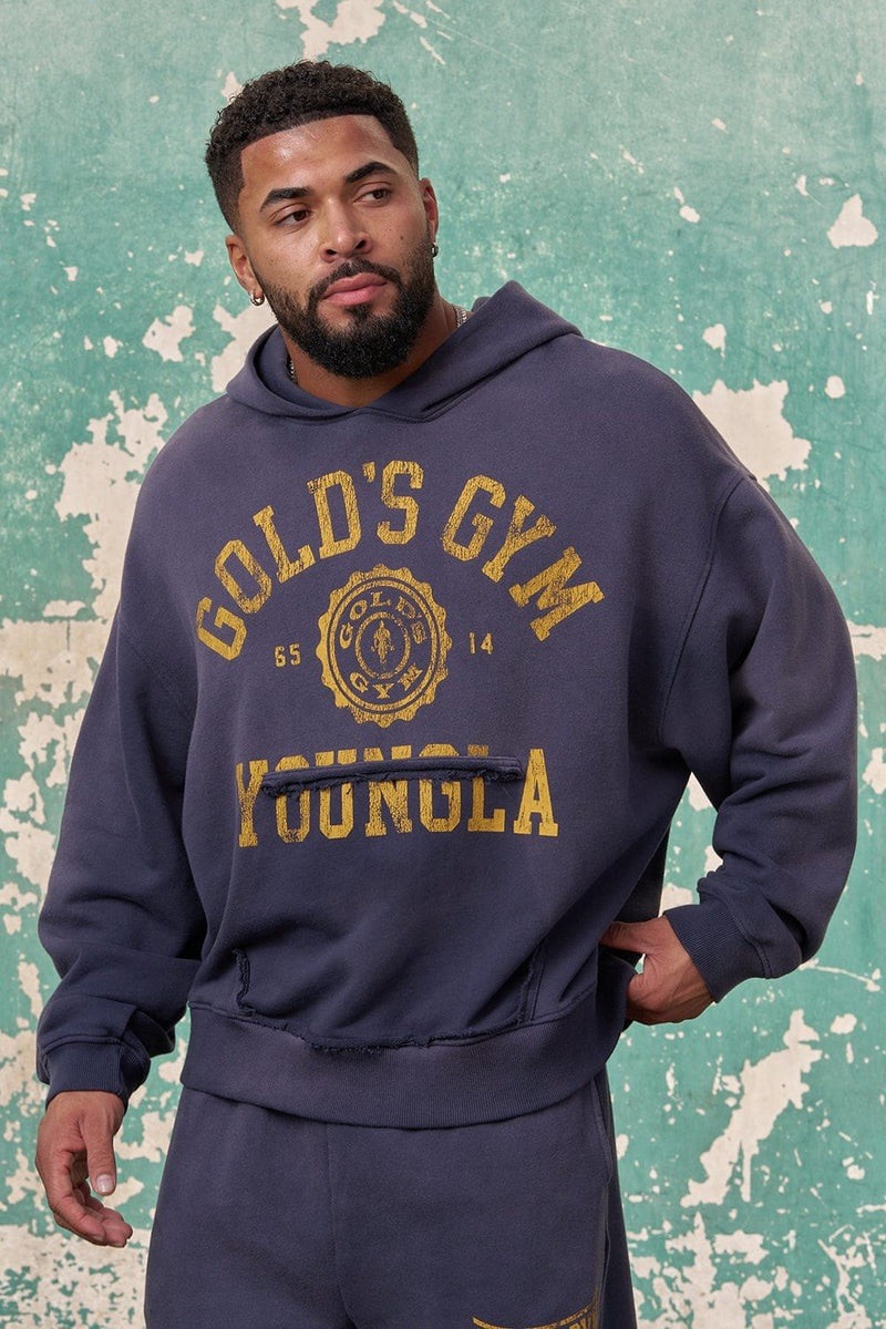 YOUNGLA - 5167 - GOLD'S IRON LEGACY CREST HOODIES - NAVY - LARGE
