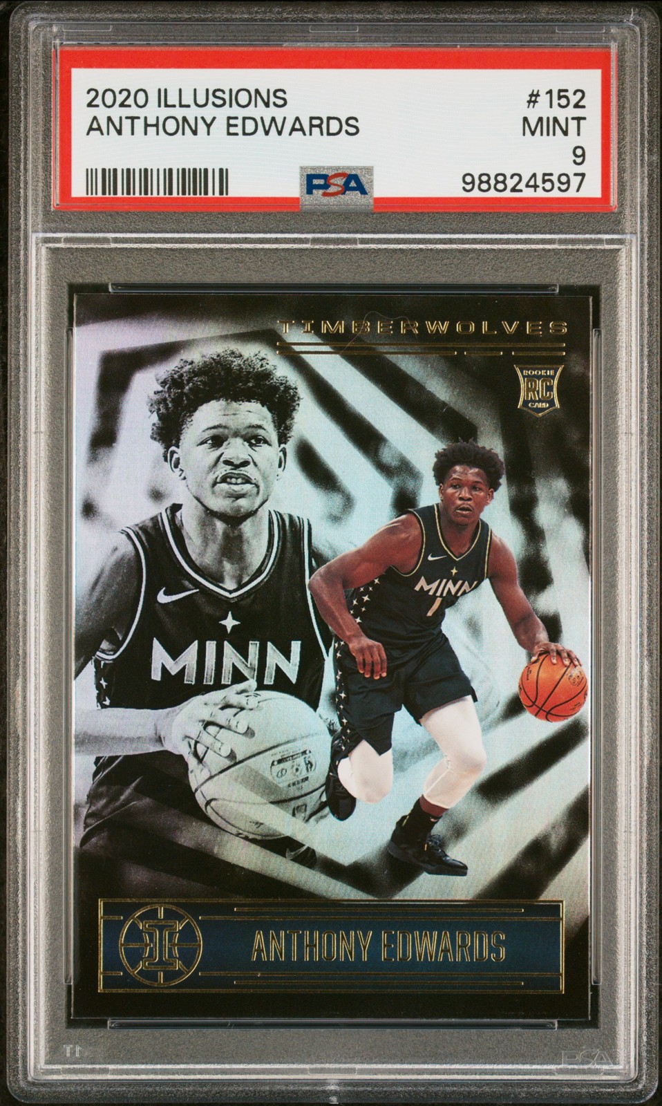 2020 PANINI ILLUSIONS #152 ANTHONY EDWARDS ROOKIE RC PSA 9