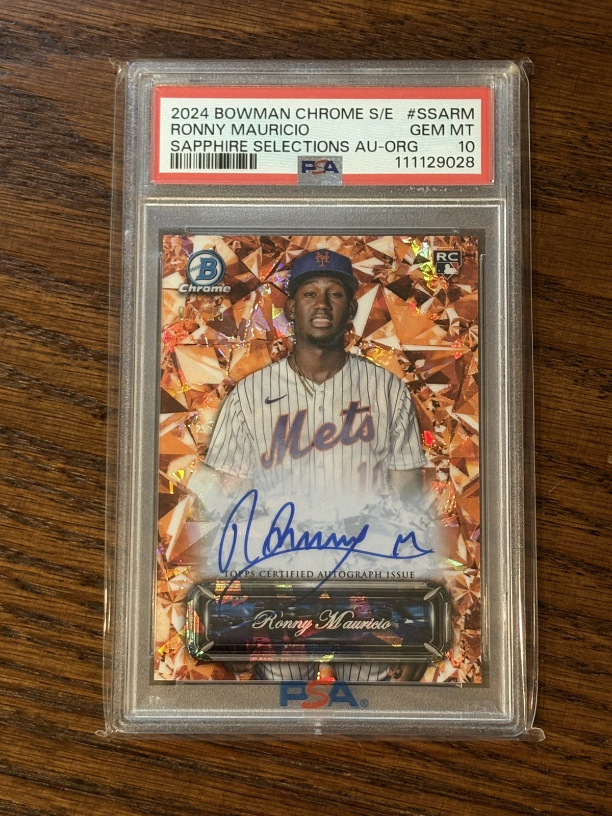 2024 Bowman Chrome Sapphire Ronny Mauricio RC Sapphire Selections Auto 07/25
