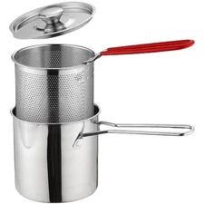 1 Set Stainless Steel Fryer Deep Fryer Basket Fish Frying Pan Fish Fryer Pot ...