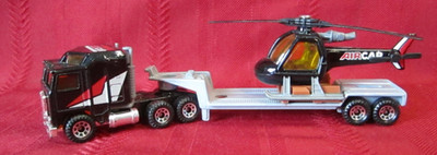 Vintage Matchbox Convoy AIRCAR Kenworth Semi Truck Helicopter Low Bed Trailer